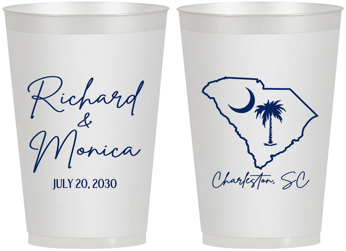 Personalized Wedding 12 oz Frosted Cups - South Carolina | 139