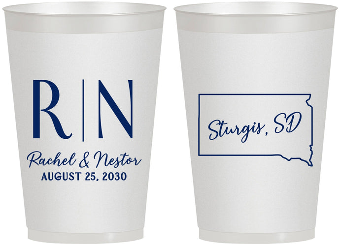 Personalized Wedding 12 oz Frosted Cups - South Dakota | 140