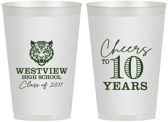 Personalized Class Reunion 12 oz Frosted Cups - Class Of 2017 10 Year | 140005