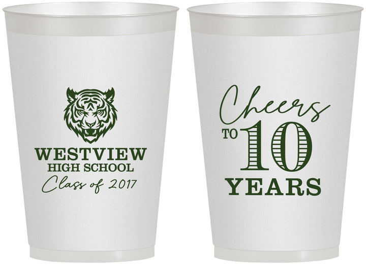 Personalized Class Reunion 12 oz Frosted Cups - Class Of 2017 10 Year | 140005