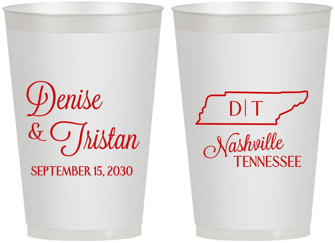 Personalized Wedding 12 oz Frosted Cups - Tennessee | 141