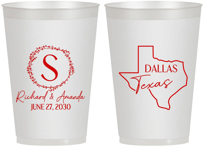 Personalized Wedding 12 oz Frosted Cups - Texas | 142