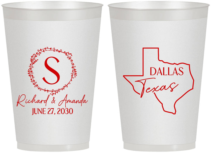 Personalized Wedding 12 oz Frosted Cups - Texas | 142