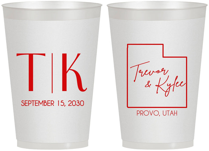 Personalized Wedding 12 oz Frosted Cups - Utah | 143