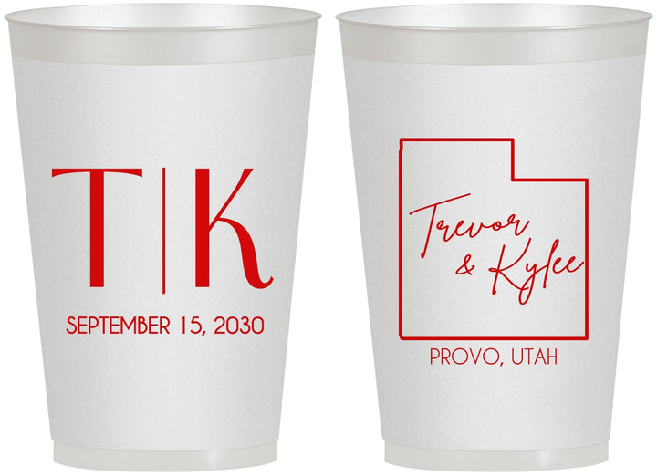 Personalized Wedding 12 oz Frosted Cups - Utah | 143