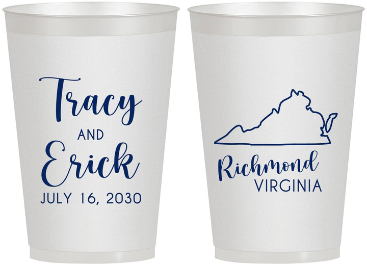Personalized Wedding 12 oz Frosted Cups - Virginia | 145