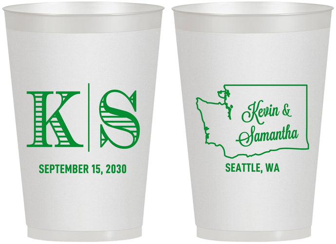 Personalized Wedding 12 oz Frosted Cups - Washington | 146