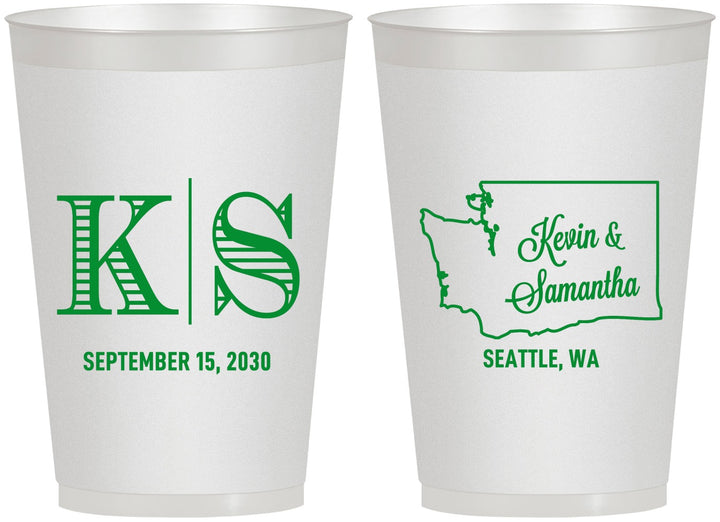 Personalized Wedding 12 oz Frosted Cups - Washington | 146