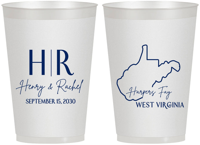 Personalized Wedding 12 oz Frosted Cups - West Virginia | 147