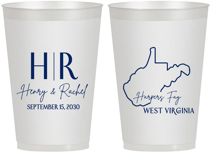 Personalized Wedding 12 oz Frosted Cups - West Virginia | 147