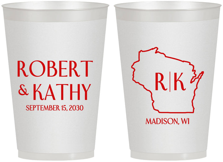 Personalized Wedding 12 oz Frosted Cups - Wisconsin | 148