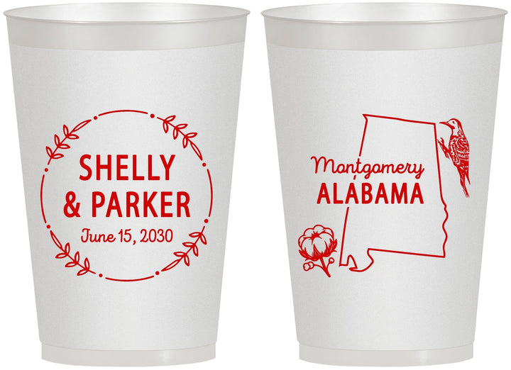 Personalized Wedding 12 oz Frosted Cups - Alabama | 150