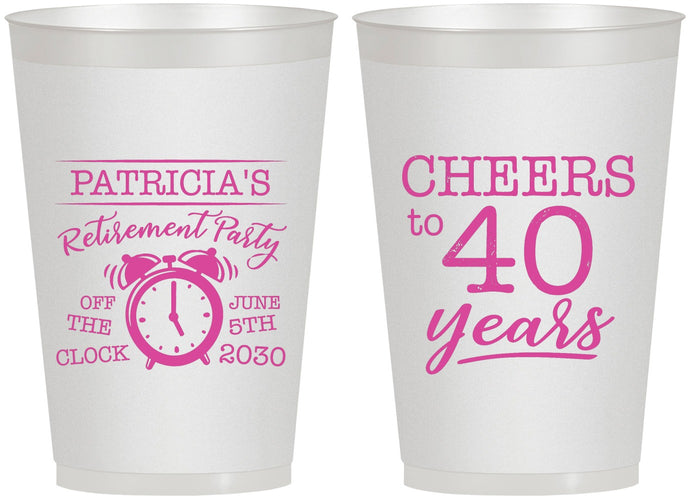 Personalized Retirement 12 oz Frosted Cups - Off The Clock | 150000