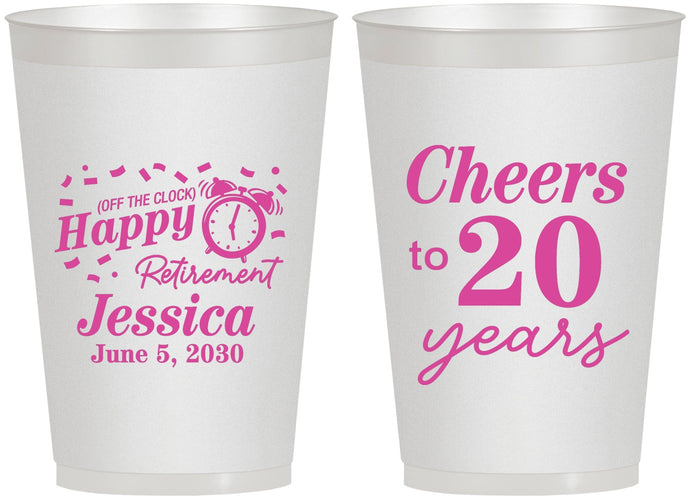 Personalized Retirement 12 oz Frosted Cups - Off The Clock | 150001