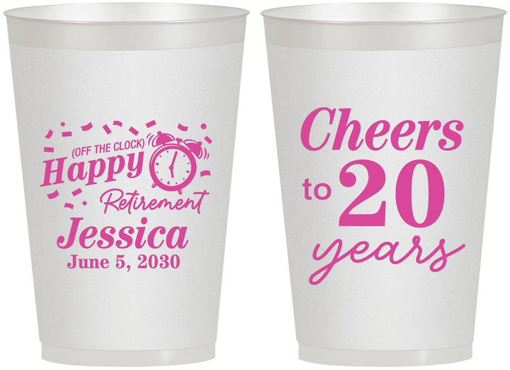 Personalized Retirement 12 oz Frosted Cups - Off The Clock | 150001