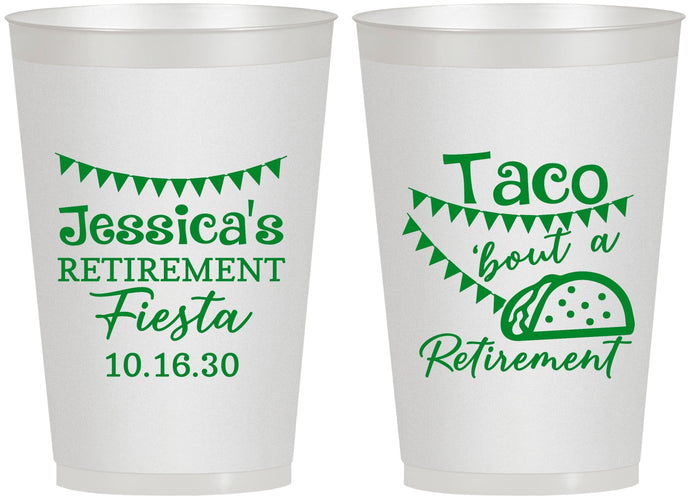 Personalized Retirement 12 oz Frosted Cups - Taco Bout A Retirement | 150002