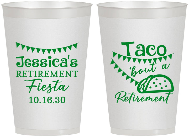 Personalized Retirement 12 oz Frosted Cups - Taco Bout A Retirement | 150002