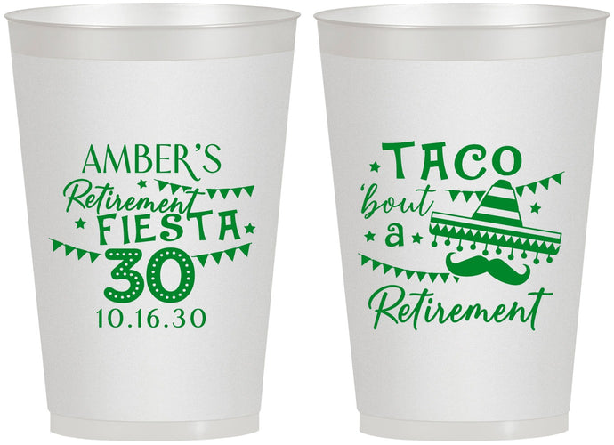 Personalized Retirement 12 oz Frosted Cups - Taco Bout A Retirement | 150003