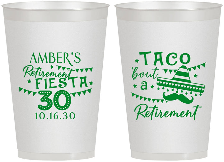 Personalized Retirement 12 oz Frosted Cups - Taco Bout A Retirement | 150003