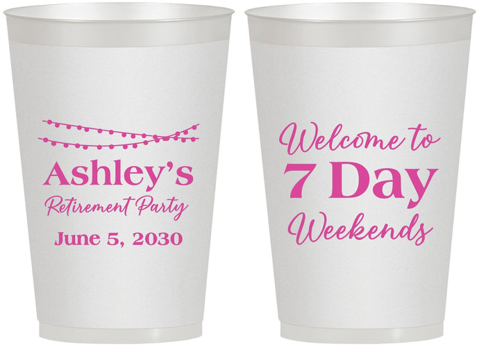 Personalized Retirement 12 oz Frosted Cups - 7 Day Weekends | 150004