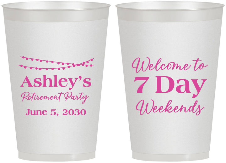 Personalized Retirement 12 oz Frosted Cups - 7 Day Weekends | 150004