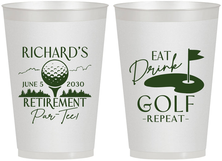 Personalized Retirement 12 oz Frosted Cups - Eat Drink Golf Repeat | 150006