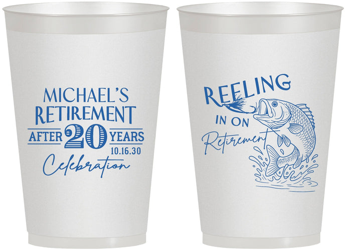 Personalized Retirement 12 oz Frosted Cups - Fishing Reeling In | 150007