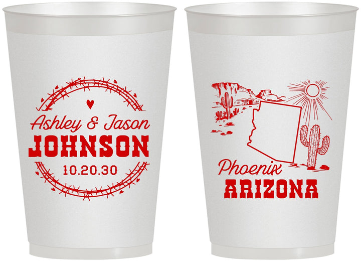 Personalized Wedding 12 oz Frosted Cups - Arizona | 152