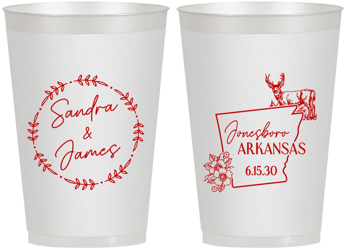 Personalized Wedding 12 oz Frosted Cups - Arkansas | 153