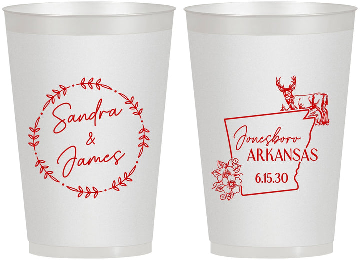 Personalized Wedding 12 oz Frosted Cups - Arkansas | 153