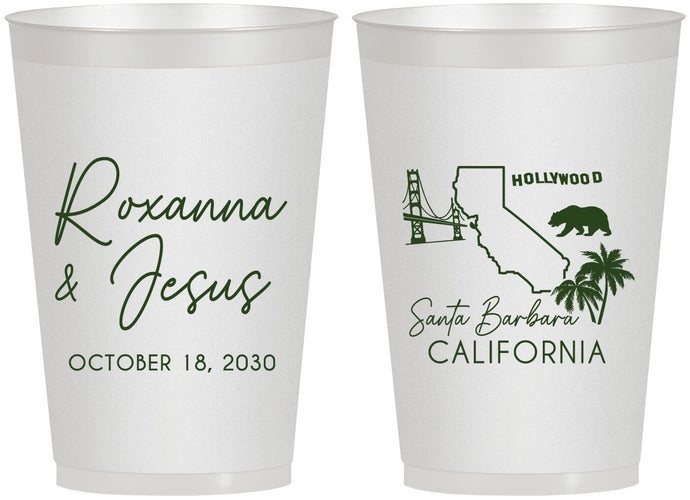 Personalized Wedding 12 oz Frosted Cups - California | 154