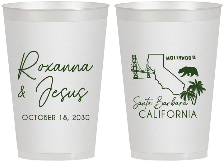 Personalized Wedding 12 oz Frosted Cups - California | 154