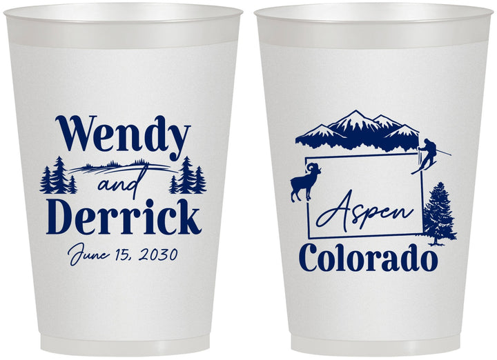 Personalized Wedding 12 oz Frosted Cups - Colorado | 155