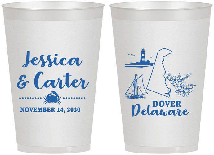 Personalized Wedding 12 oz Frosted Cups - Delaware | 157