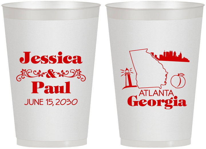 Personalized Wedding 12 oz Frosted Cups - Georgia | 159