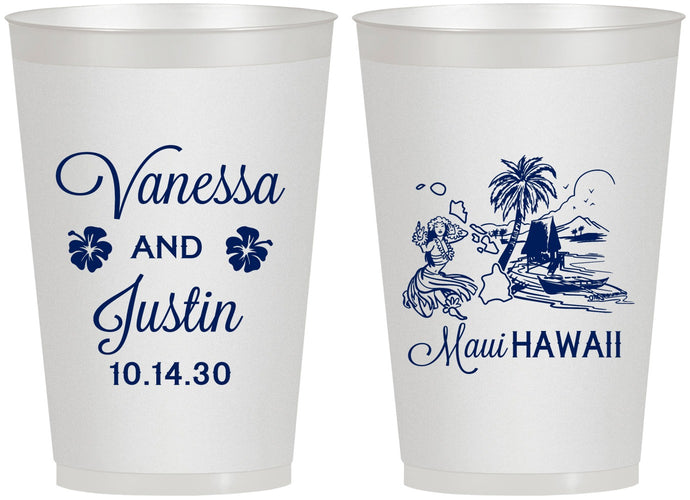 Personalized Wedding 12 oz Frosted Cups - Hawaii | 160