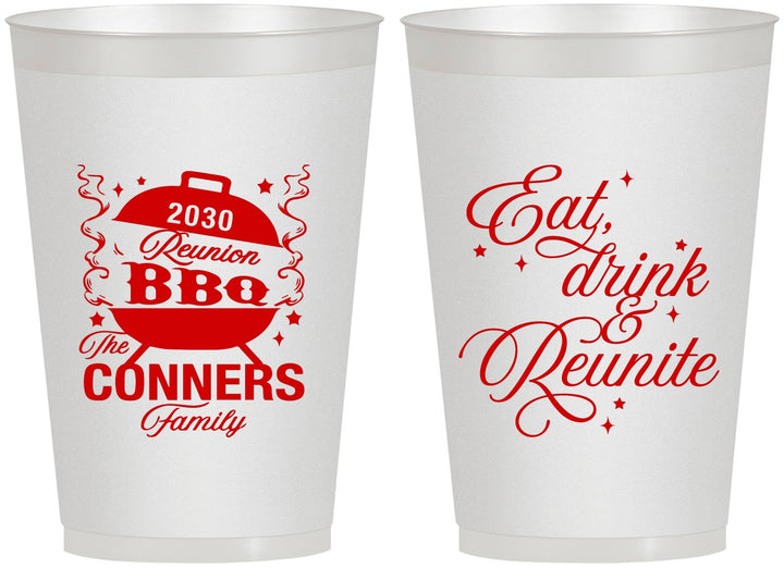 Personalized Family Reunion 12 oz Frosted Cups - Bbq Eat Drink Reunite | 160000