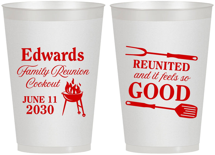 Personalized Family Reunion 12 oz Frosted Cups - Bbq Reunited | 160001