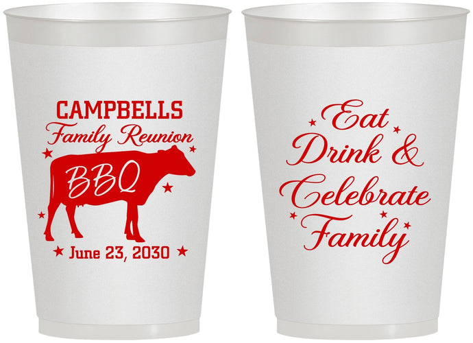Personalized Family Reunion 12 oz Frosted Cups - Bbq Eat Drink | 160004