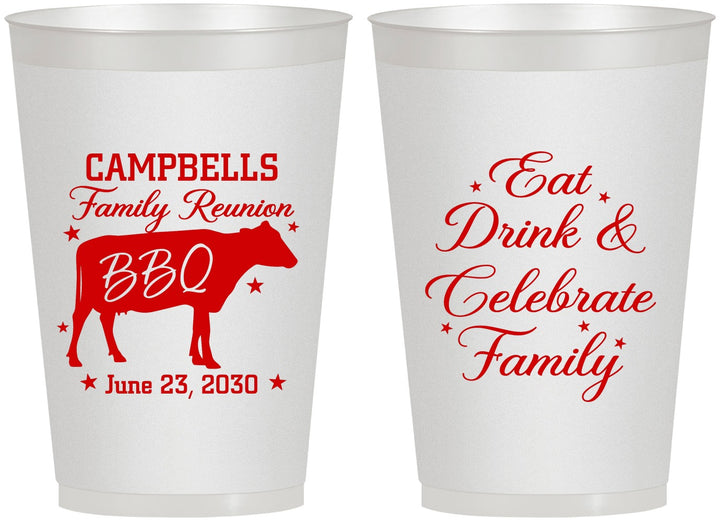 Personalized Family Reunion 12 oz Frosted Cups - Bbq Eat Drink | 160004