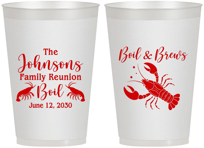 Personalized Family Reunion 12 oz Frosted Cups - Crawfish Boil | 160005