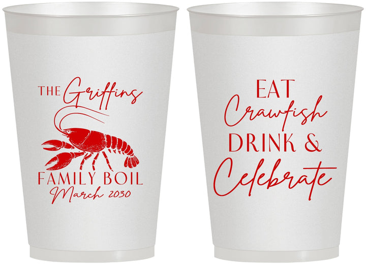 Personalized Family Reunion 12 oz Frosted Cups - Crawfish Boil | 160007