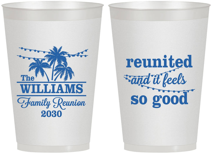 Personalized Family Reunion 12 oz Frosted Cups - Beach Reunited | 160010