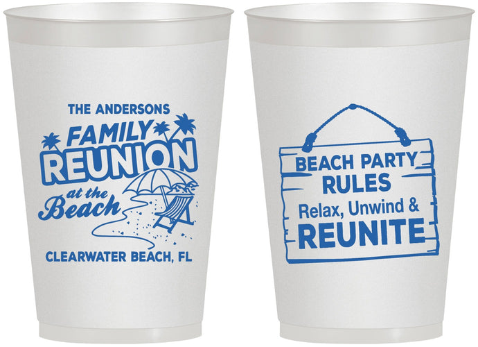 Personalized Family Reunion 12 oz Frosted Cups - Beach Reunite | 160011