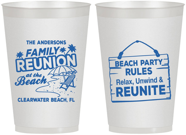 Personalized Family Reunion 12 oz Frosted Cups - Beach Reunite | 160011
