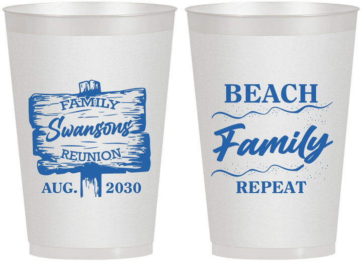 Personalized Family Reunion 12 oz Frosted Cups - Beach Family Repeat | 160013