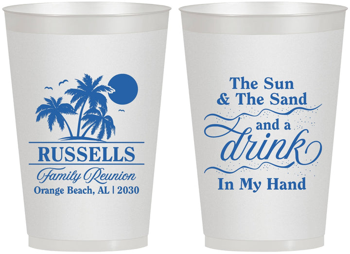 Personalized Family Reunion 12 oz Frosted Cups - Sun Sand Drink Beach | 160015
