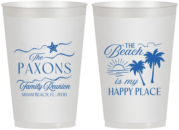 Personalized Family Reunion 12 oz Frosted Cups - Beach Is My Happy Place | 160016
