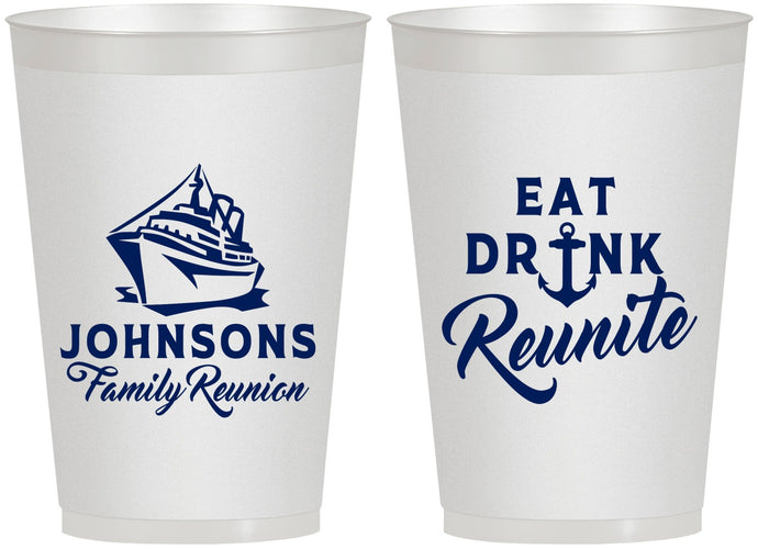 Personalized Family Reunion 12 oz Frosted Cups - Cruise Nautical | 160023