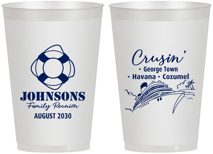 Personalized Family Reunion 12 oz Frosted Cups - Cruise Crusin | 160025